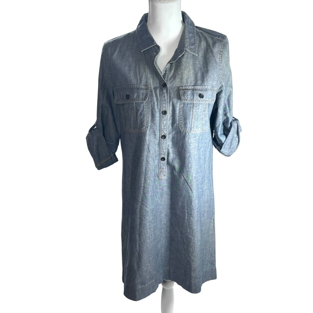J Crew Dress Denim 100% Cotton Western Preppy‎ Boho Womens Sz Medium